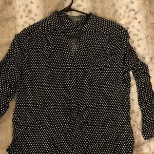 Market & Spruce black and white polka dot blouse